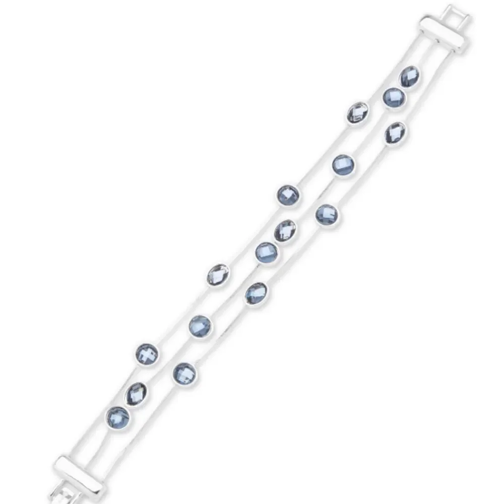 NWT Anne Klein Stone Station Triple-Row Flex Bracelet - blue